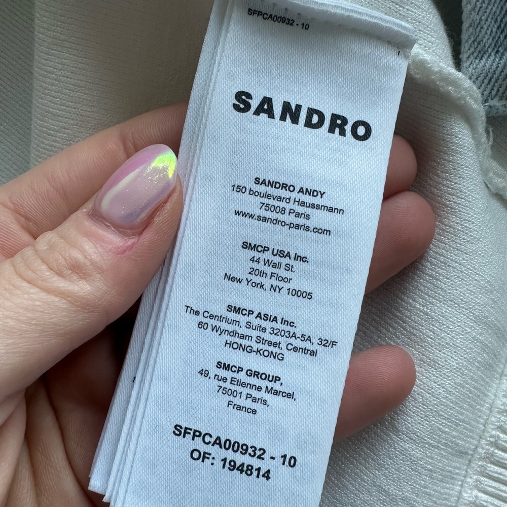 NWT Sandro Denim Panelled Knit Bomber Jacket - Picture 7 of 7